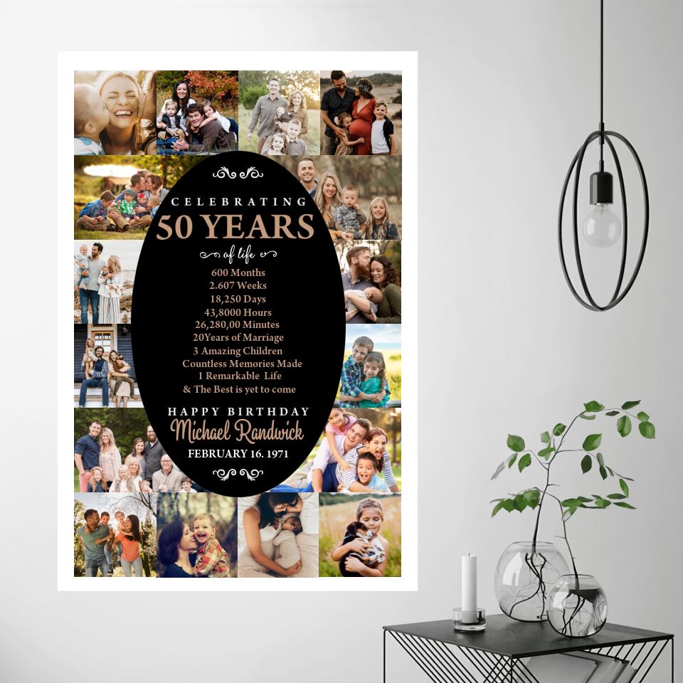 Celebrating 50 Years And Happy Birthday Custom Canvas Poster Birthday Gift For Couples