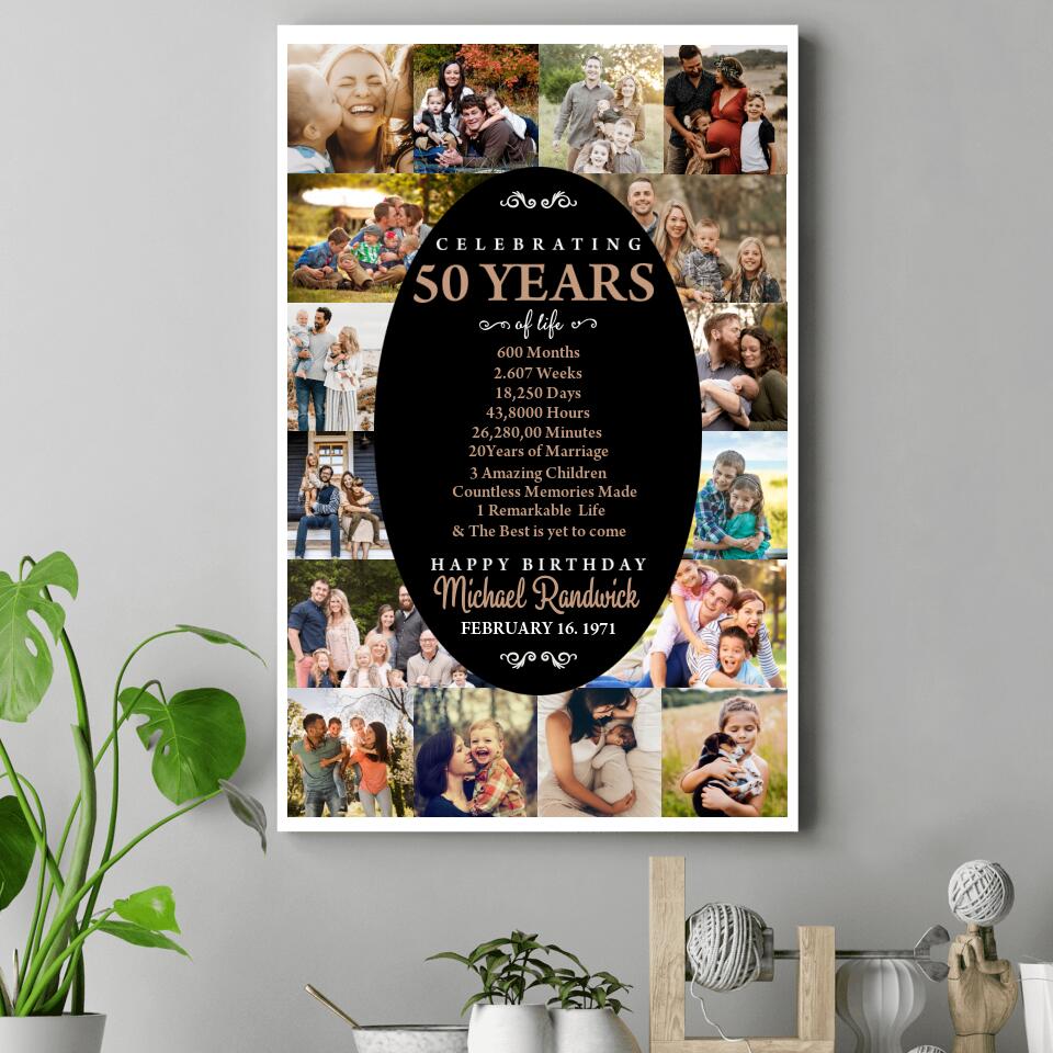 Celebrating 50 Years And Happy Birthday Custom Canvas Poster Birthday Gift For Couples