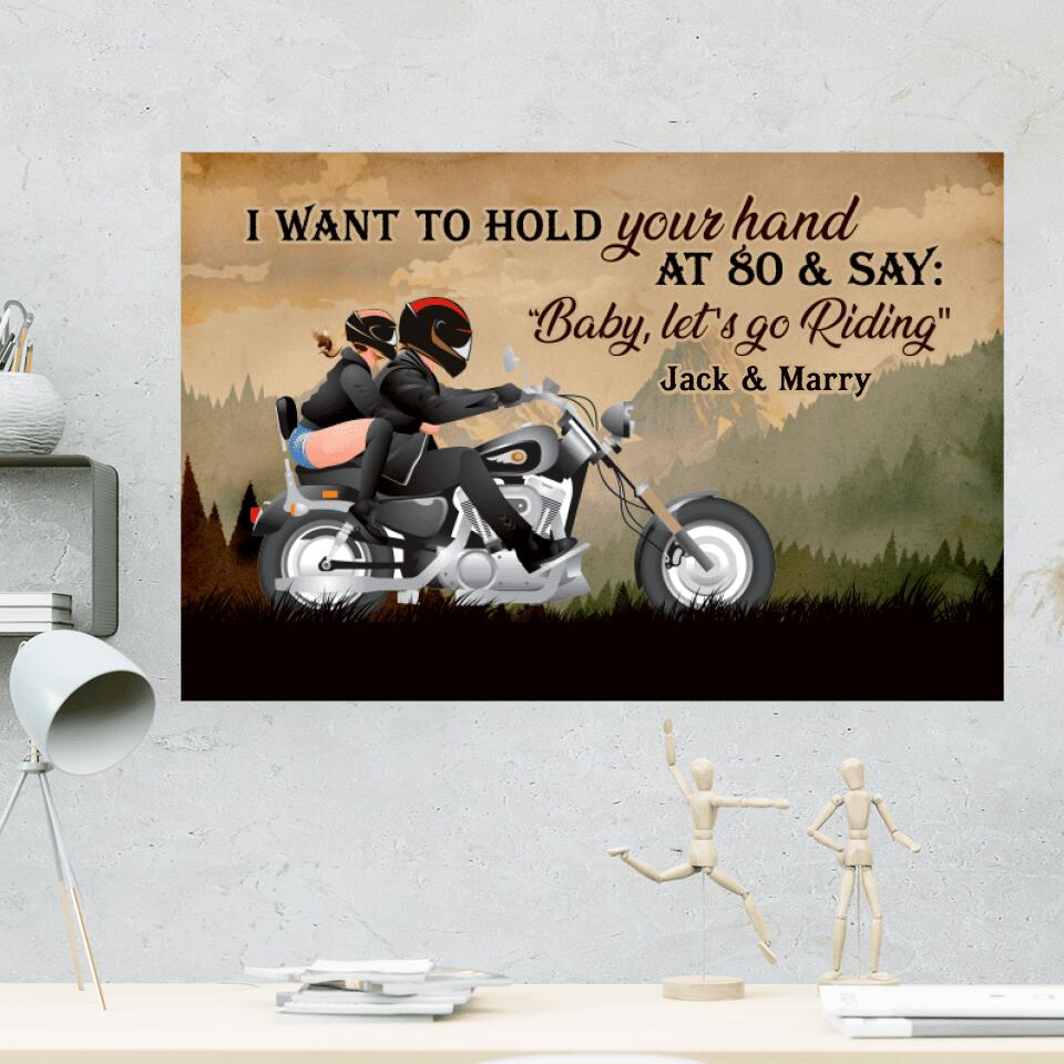 Personalized Valentine Gifts - Riding Couple Baby Let's Go Riding Custom Canvas Poster Birthday Gift For Husband