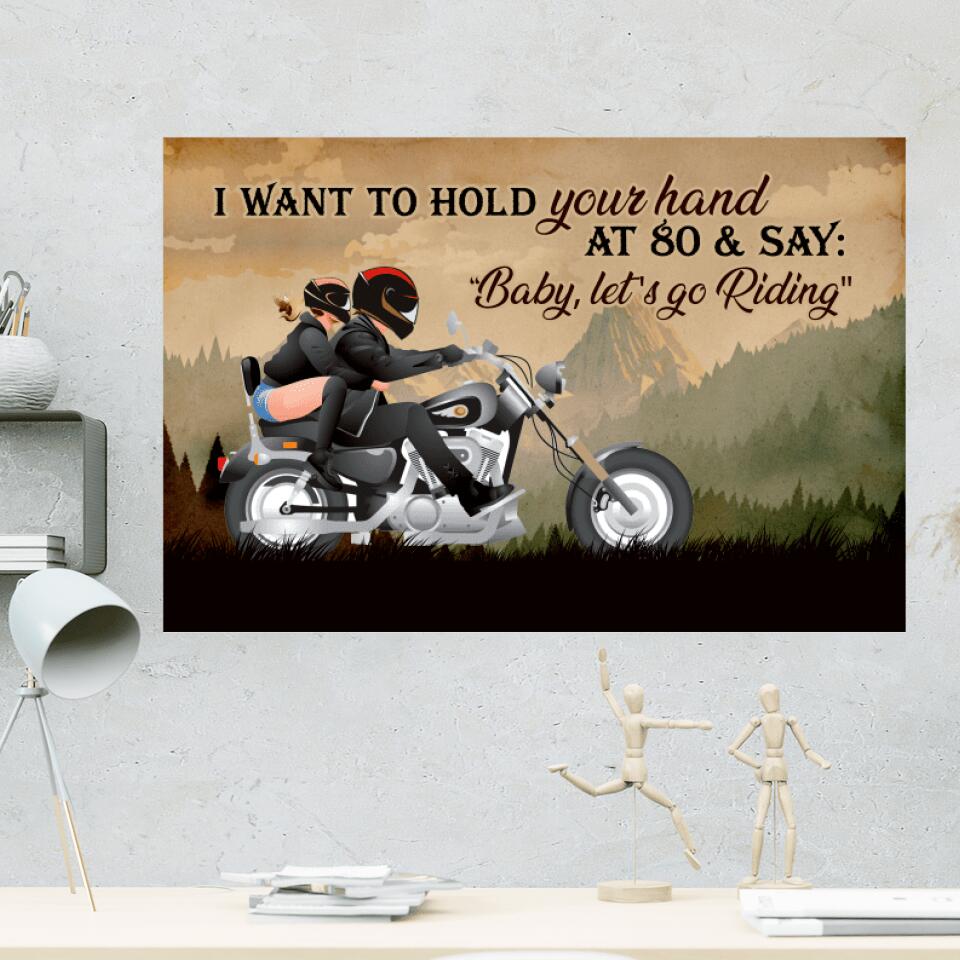 Personalized Valentine Gifts - Riding Couple Baby Let's Go Riding Custom Canvas Poster Birthday Gift For Husband