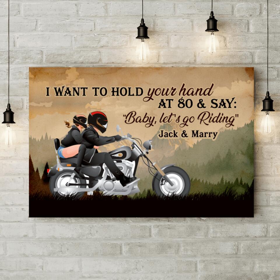 Personalized Valentine Gifts - Riding Couple Baby Let's Go Riding Custom Canvas Poster Birthday Gift For Husband