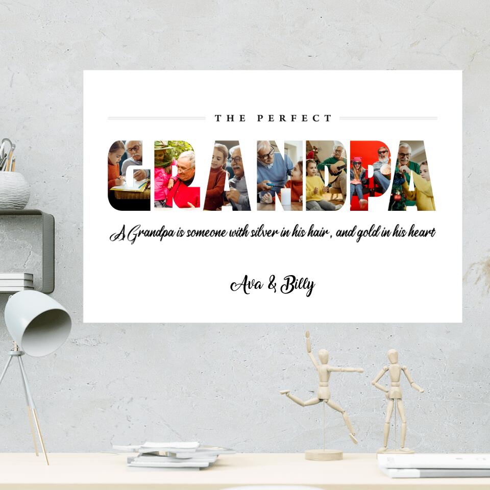 The Perfect Grandpa Upload Photo Custom Canvas Poster Birthday Gift For Grandpa