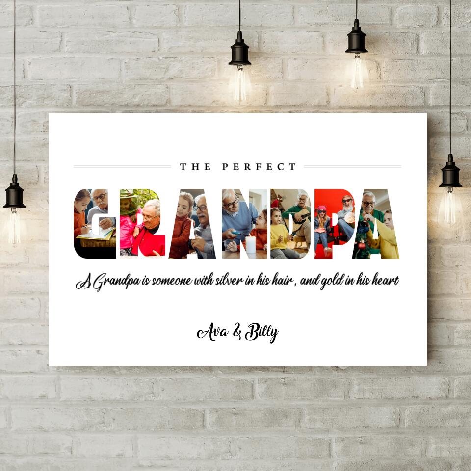 The Perfect Grandpa Upload Photo Custom Canvas Poster Birthday Gift For Grandpa