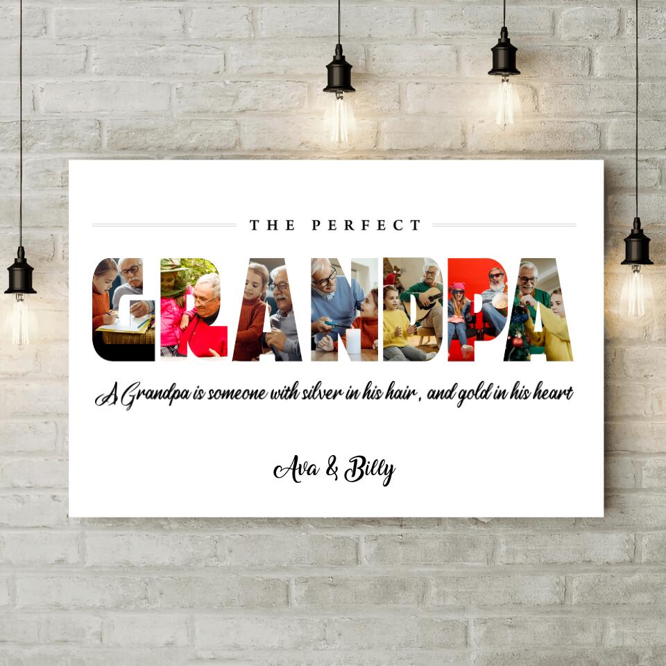 The Perfect Grandpa Upload Photo Custom Canvas Poster Birthday Gift For Grandpa