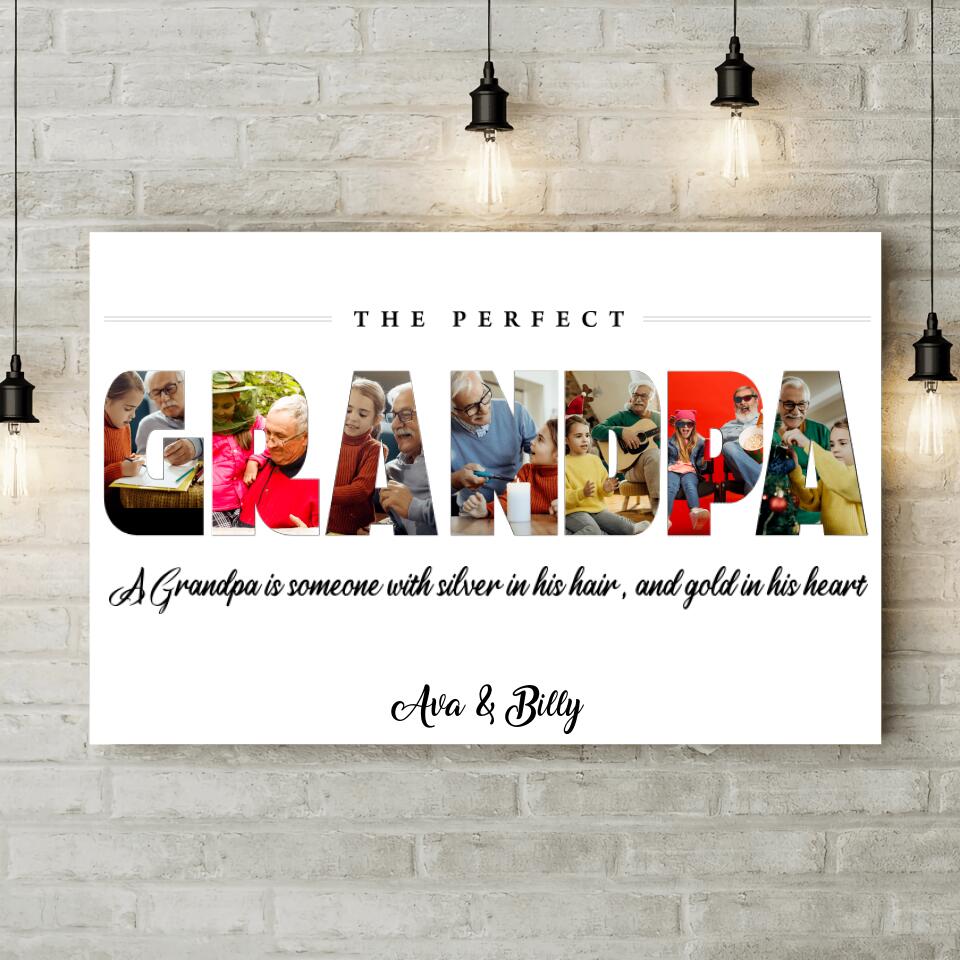 The Perfect Grandpa Upload Photo Custom Canvas Poster Birthday Gift For Grandpa