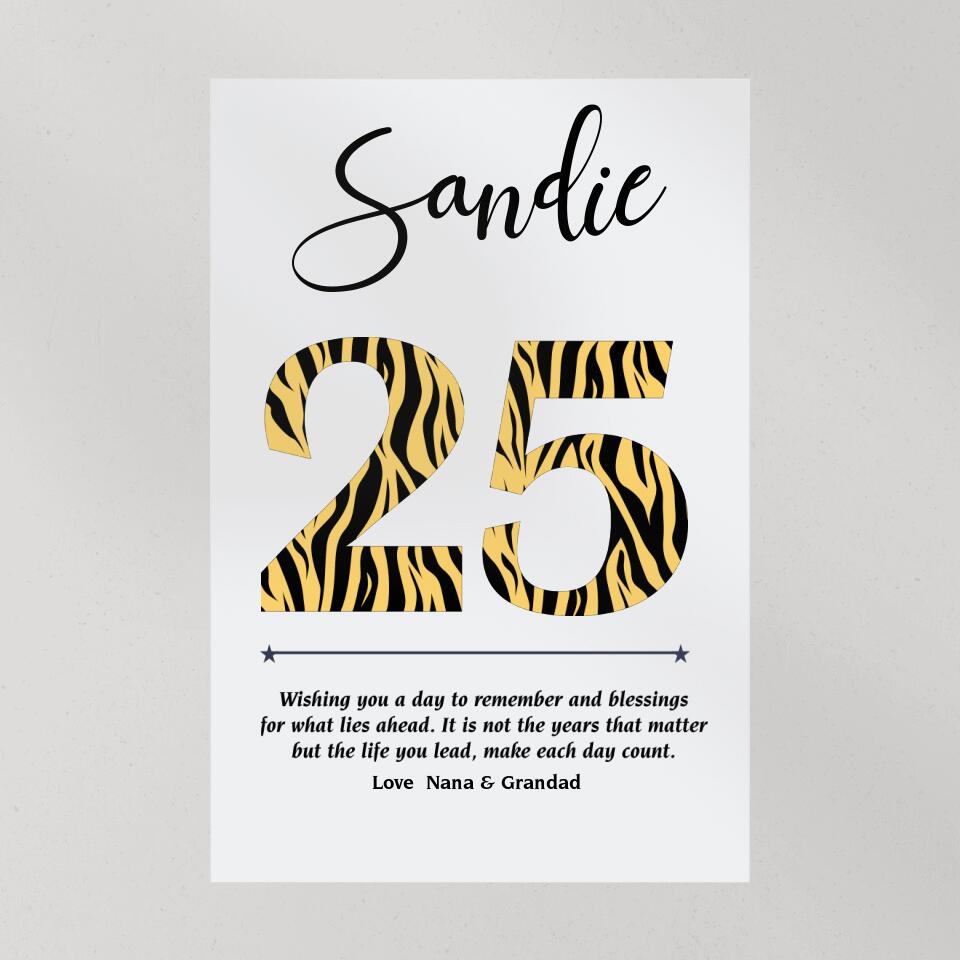 25th Birthday Personalized Canvas Poster for Daughter Or GrandDaughter