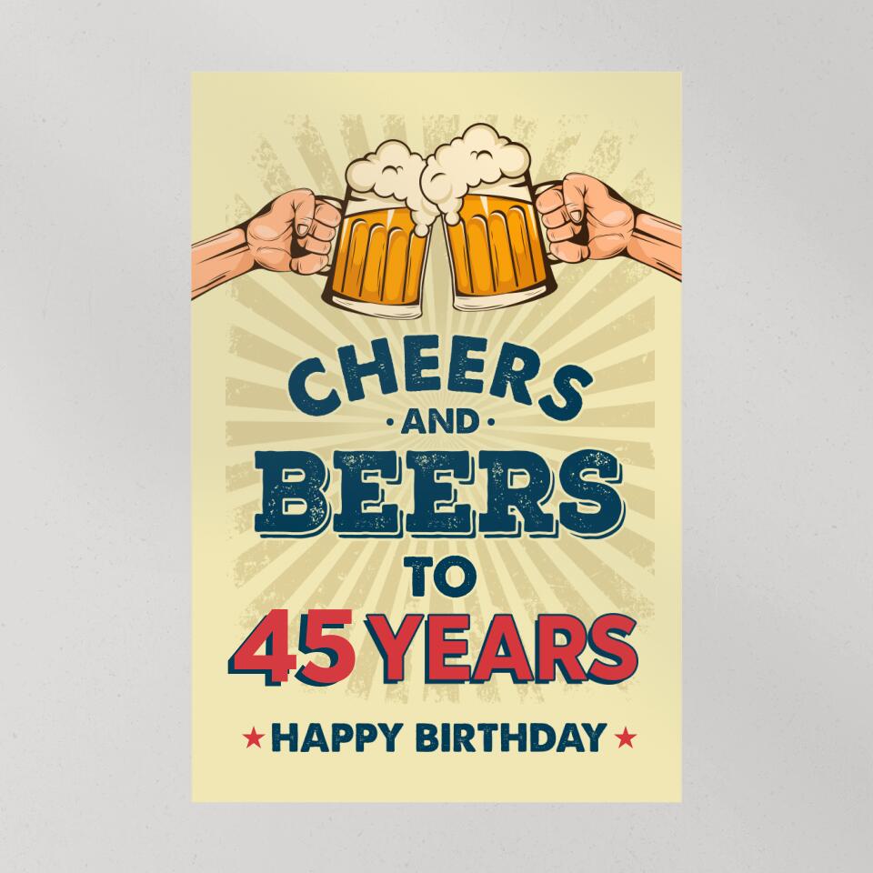 45th Birthday Vintage With Beer - Birthday Party Decoration Personalized Canvas/Poster Birthday Gift -  207HNBNCA443