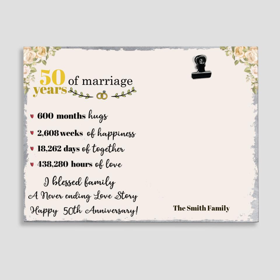 50 Of Marriage Years - Personalized Photo Clip Frame - Best Gifts For Wife - 207HNTHPT489