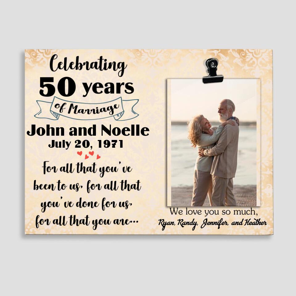 Celebrating 50 Years Of Marriage Personalized Photo Clip Frame