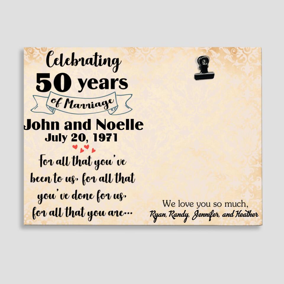 Celebrating 50 Years Of Marriage - Personalized Photo Clip Frame - Best Gifts For Wife - 208IHNTHPT493