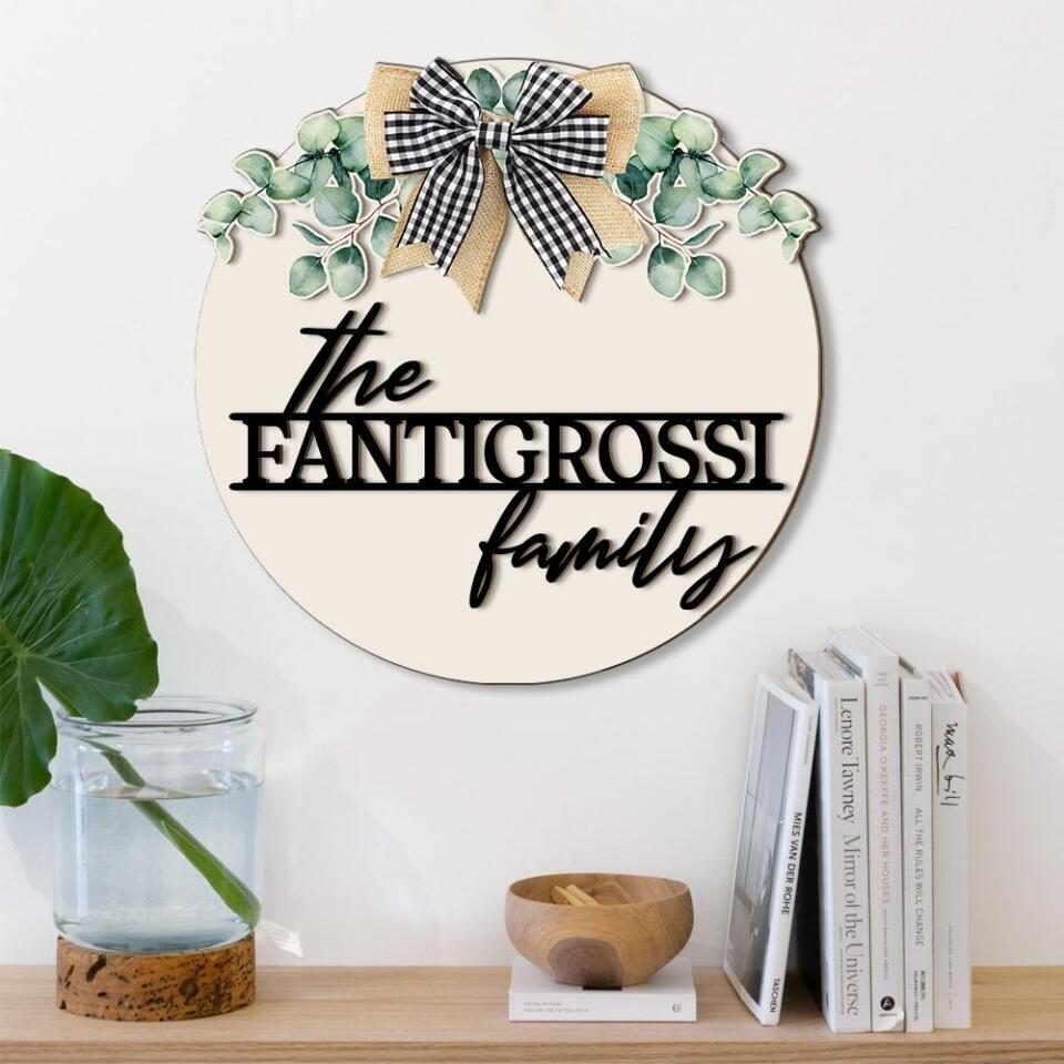 Laurel Wreath With Family Name Custom Wooden Art Wedding Gift For Husband