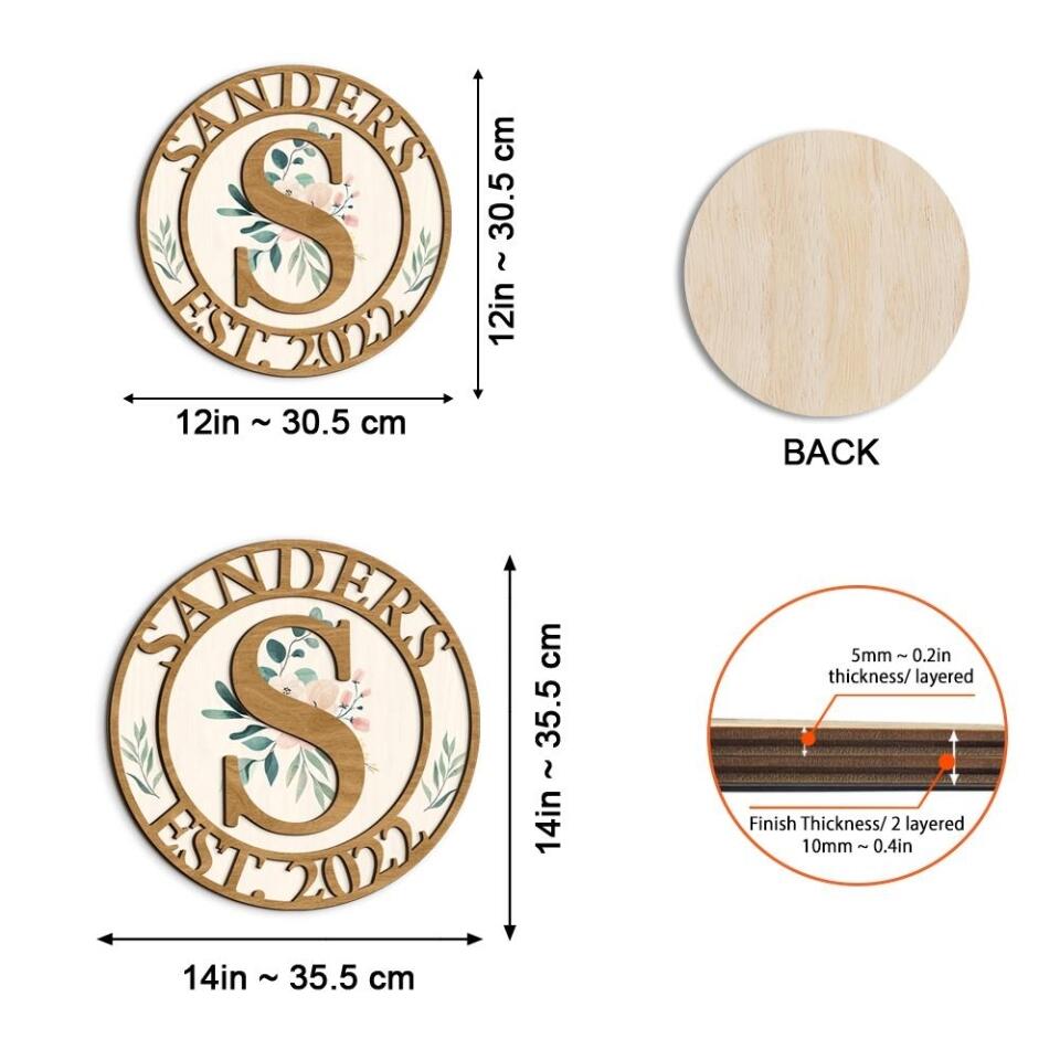 Couple Wooden Sign Flower Style And Name Letter - Housewarming Gifts - Custom Wooden Art Piece - Anniversary Gifts