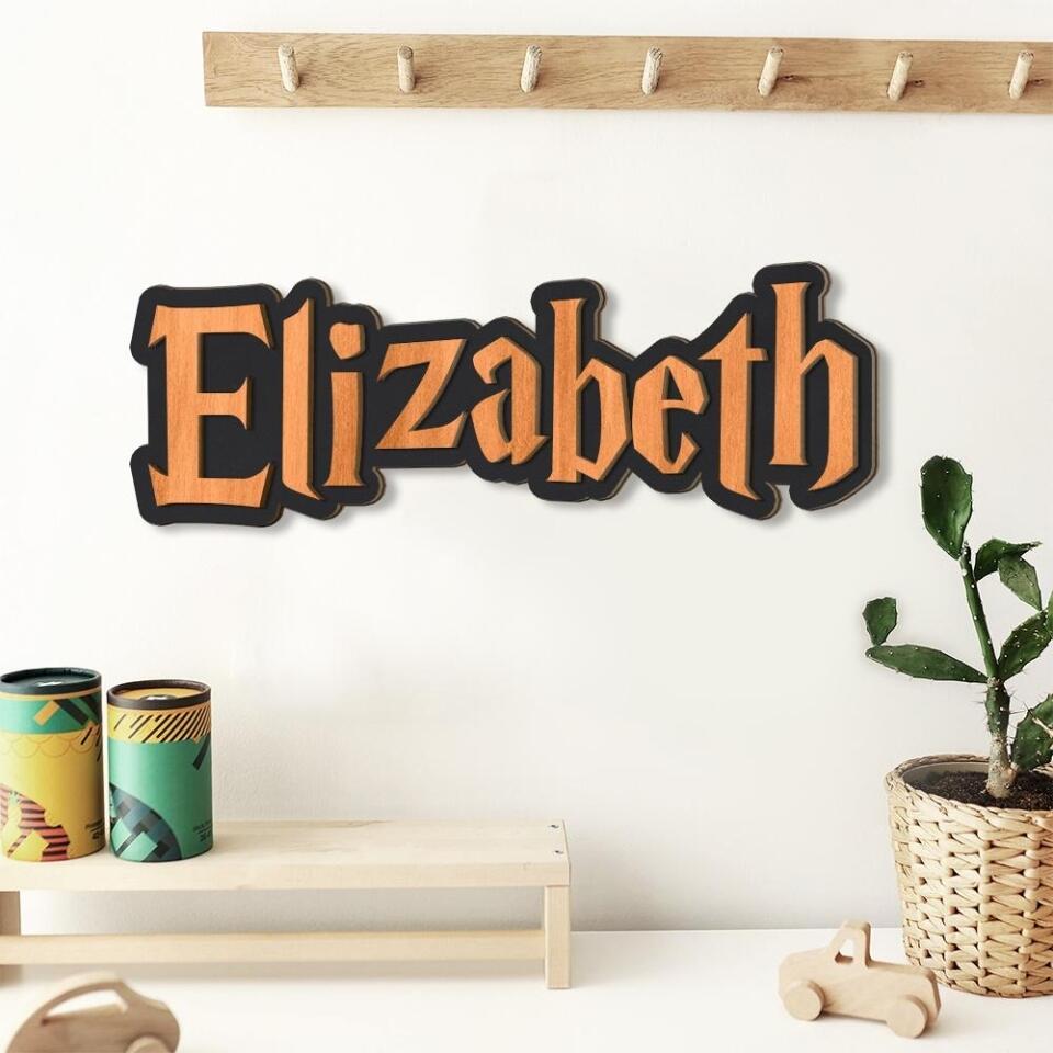 Birthday Gift Idea for Him/Her, Name Sign, Dorm Decor, Office Decor - Personalized 2 Layeres Wooden Art Pieces - 208IHNBNLP501