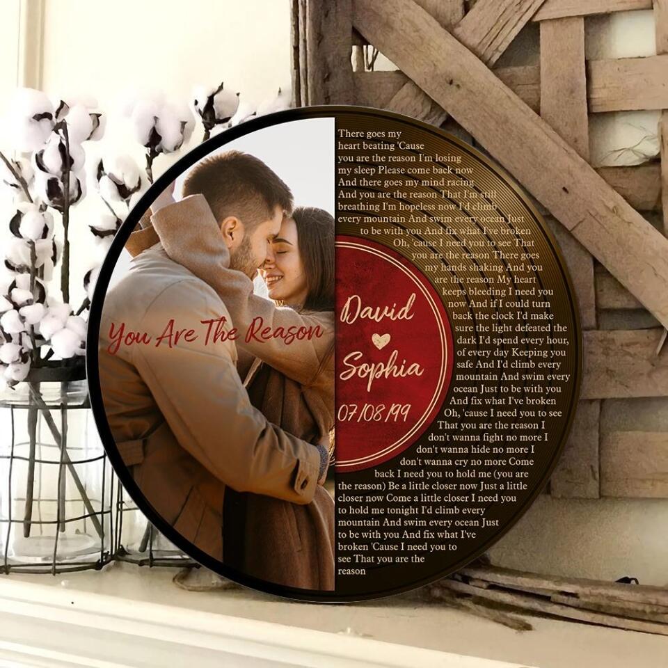 Couple Wooden Sign Vinyl Record Song Lyrics Personalized Wooden Sign