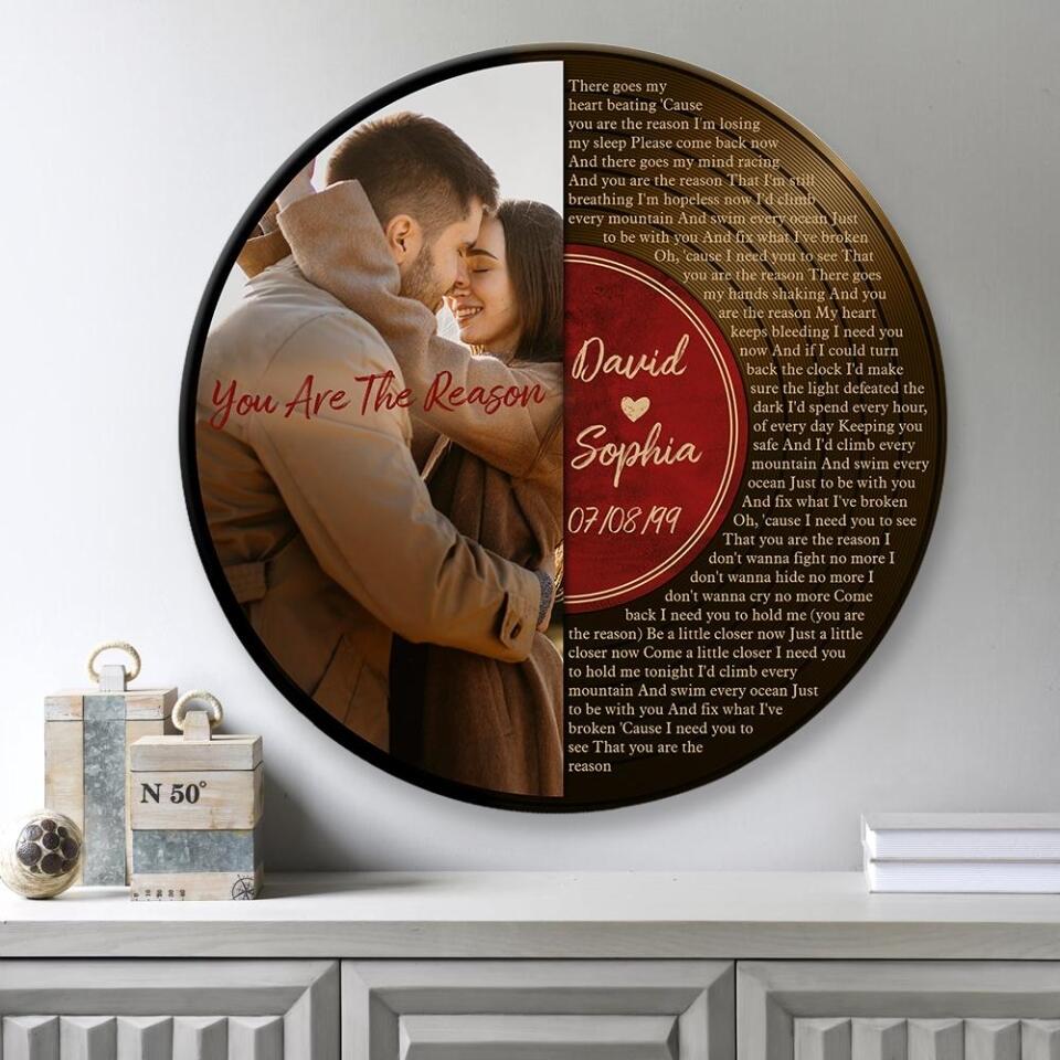 Vinyl Record Song Lyrics - Best Anniversary Gift for Him/Her - Personalized Round Wooden Sign Lyric Song, Home Decor, Room Decor - 208IHNTHRW561