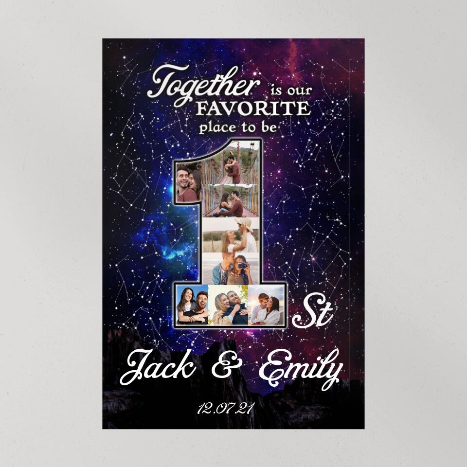 Together Is Our Favorite Place To Be Custom Canvas Poster One Year Anniversary Gift
