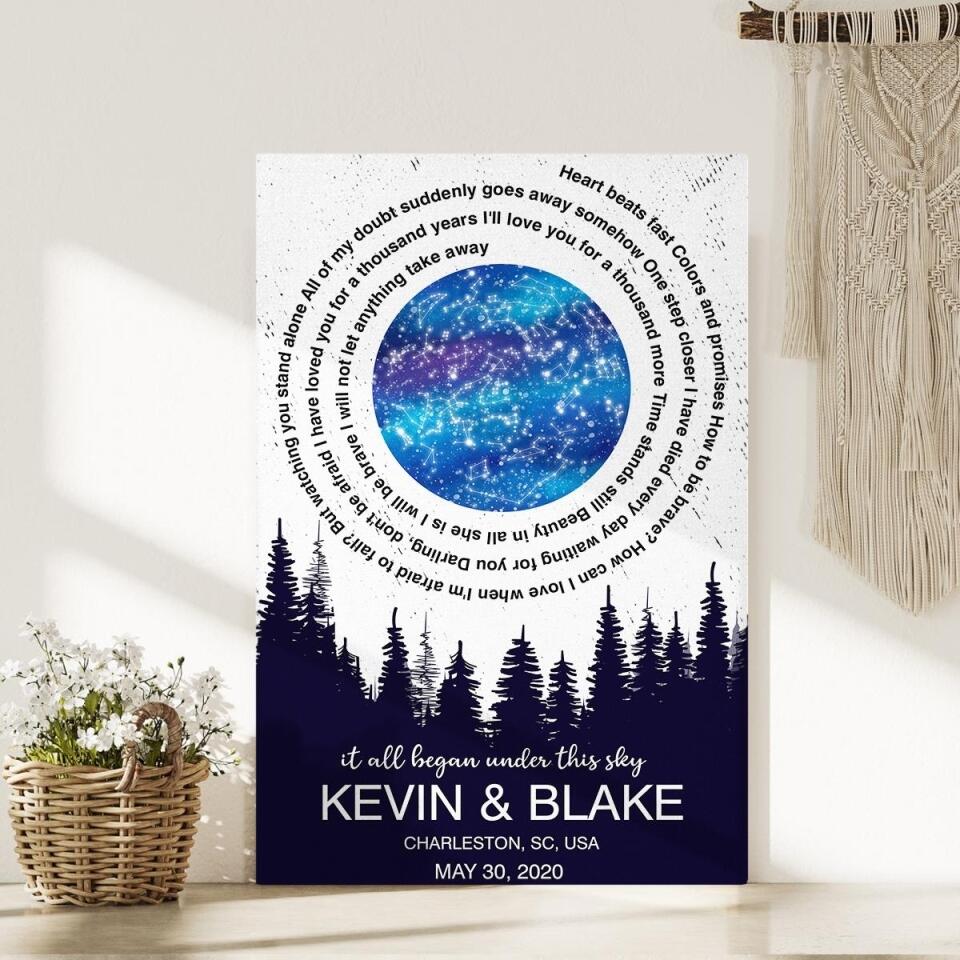 STAR MAP by Date Wedding Anniversary gift for husband wife, Custom Night Sky Print - Personalized Canvas/Poster - Best Anniversary Gifts. Home Decor For Couple - 208IHPTHCA059