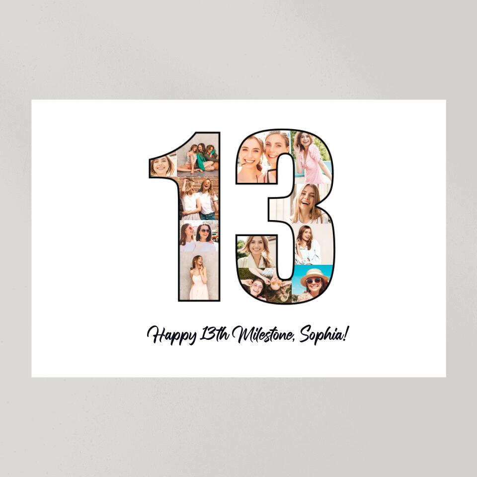 Happy 13th Birthday Milestone Custom Canvas Poster Birthday Gift For Daughter For Niece
