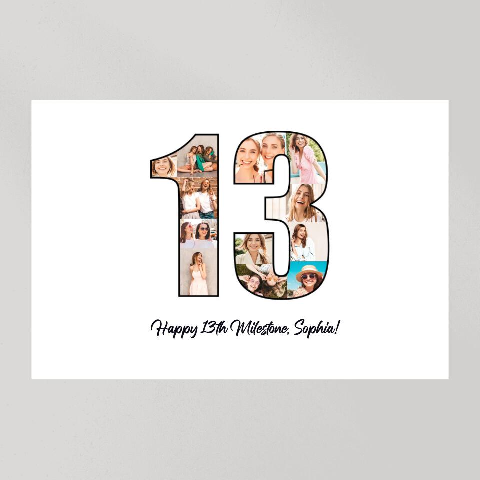 Happy 13th Birthday Milestone Custom Canvas Poster Birthday Gift For Daughter For Niece