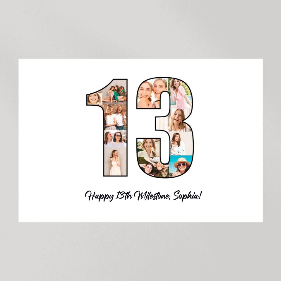 Happy 13th Birthday Milestone Custom Canvas Poster Birthday Gift For Daughter For Niece