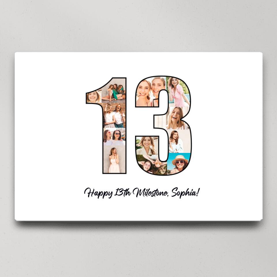 Happy 13th Birthday Milestone Custom Canvas Poster Birthday Gift For Daughter For Niece