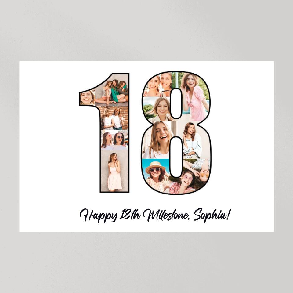 Happy 18th Birthday Milestone Custom Canvas Poster Birthday Gift For Daughter For Niece