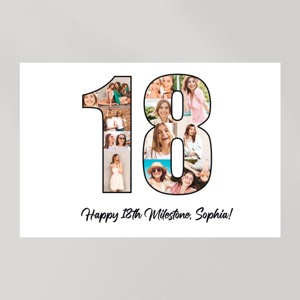 Happy 18th Birthday Milestone Custom Canvas Poster Birthday Gift For Daughter For Niece