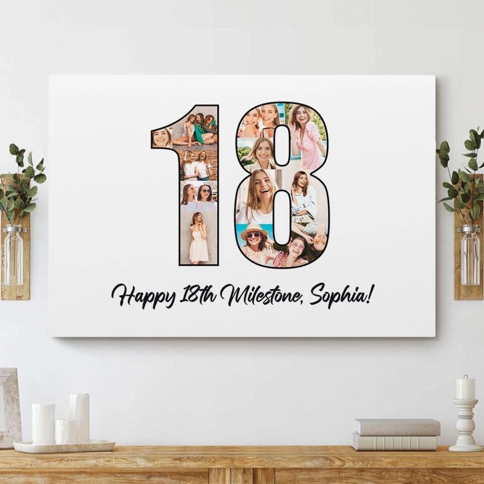 Happy 18th Birthday Milestone Custom Canvas Poster Birthday Gift For Daughter For Niece