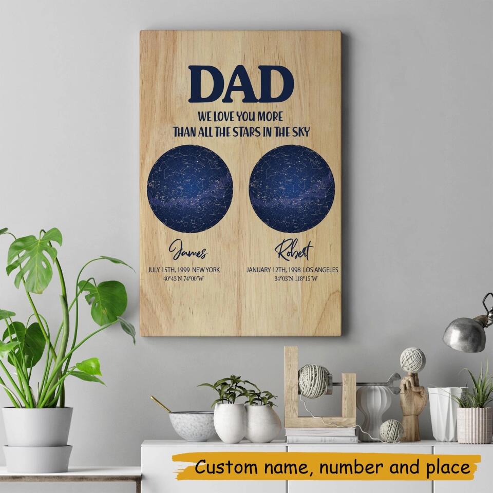 Dad We Love You More Than All The Stars In The Sky Custom Canvas Poster Anniversary Gift
