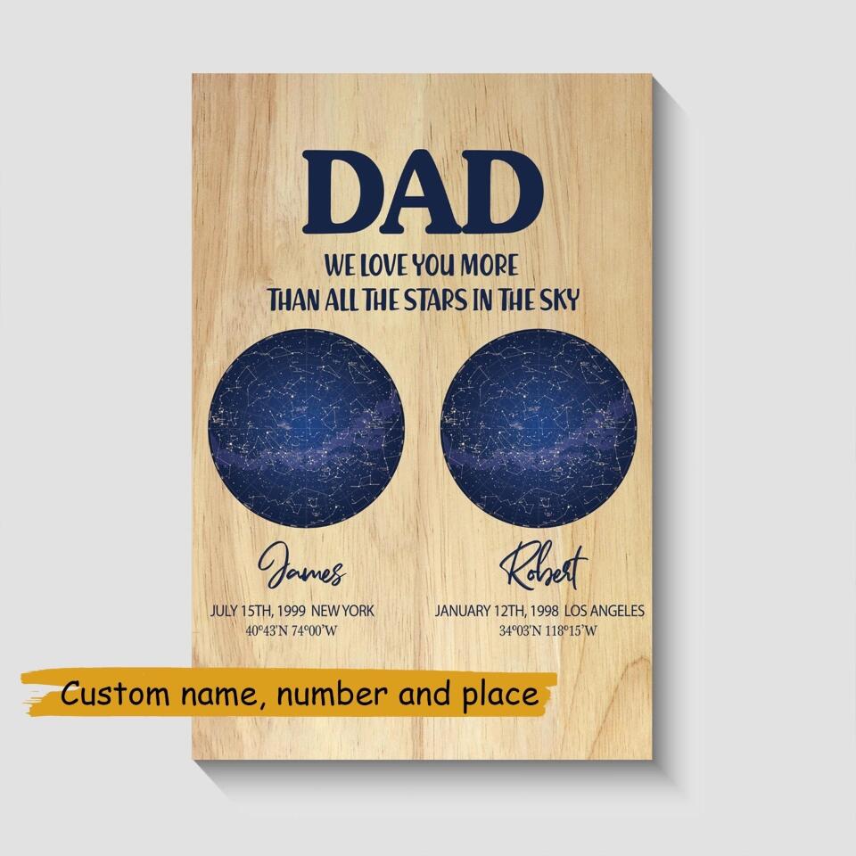 Dad We Love You More Than All The Stars In The Sky Custom Canvas Poster Anniversary Gift