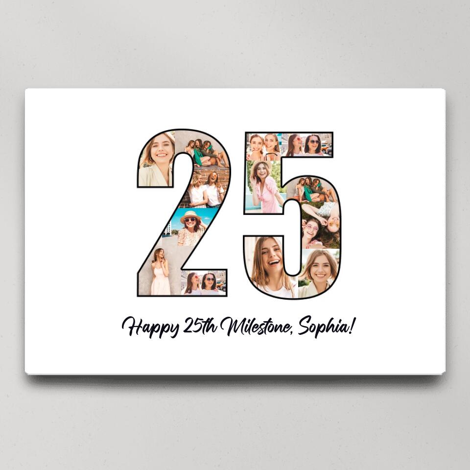Happy 25th Birthday Milestone Custom Canvas Poster Birthday Gift For Daughter