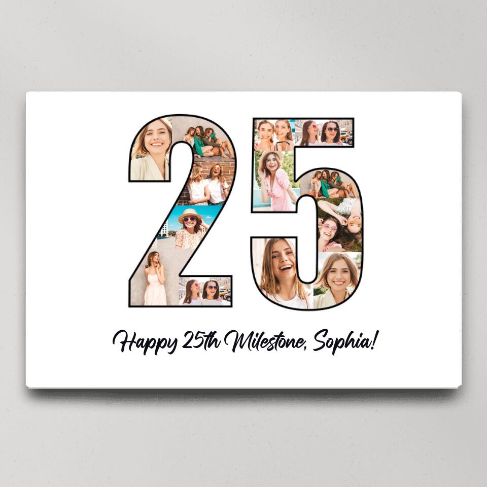 Happy 25th Birthday Milestone Custom Canvas Poster Birthday Gift For Daughter