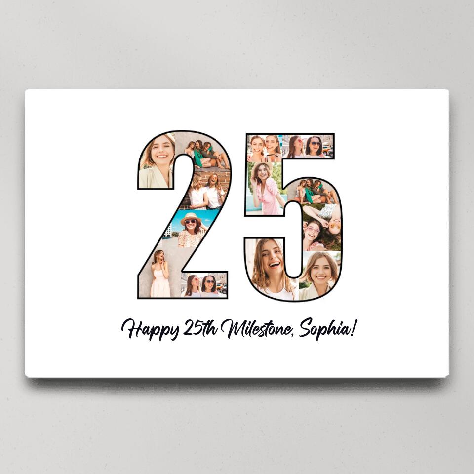 Happy 25th Birthday Milestone Custom Canvas Poster Birthday Gift For Daughter