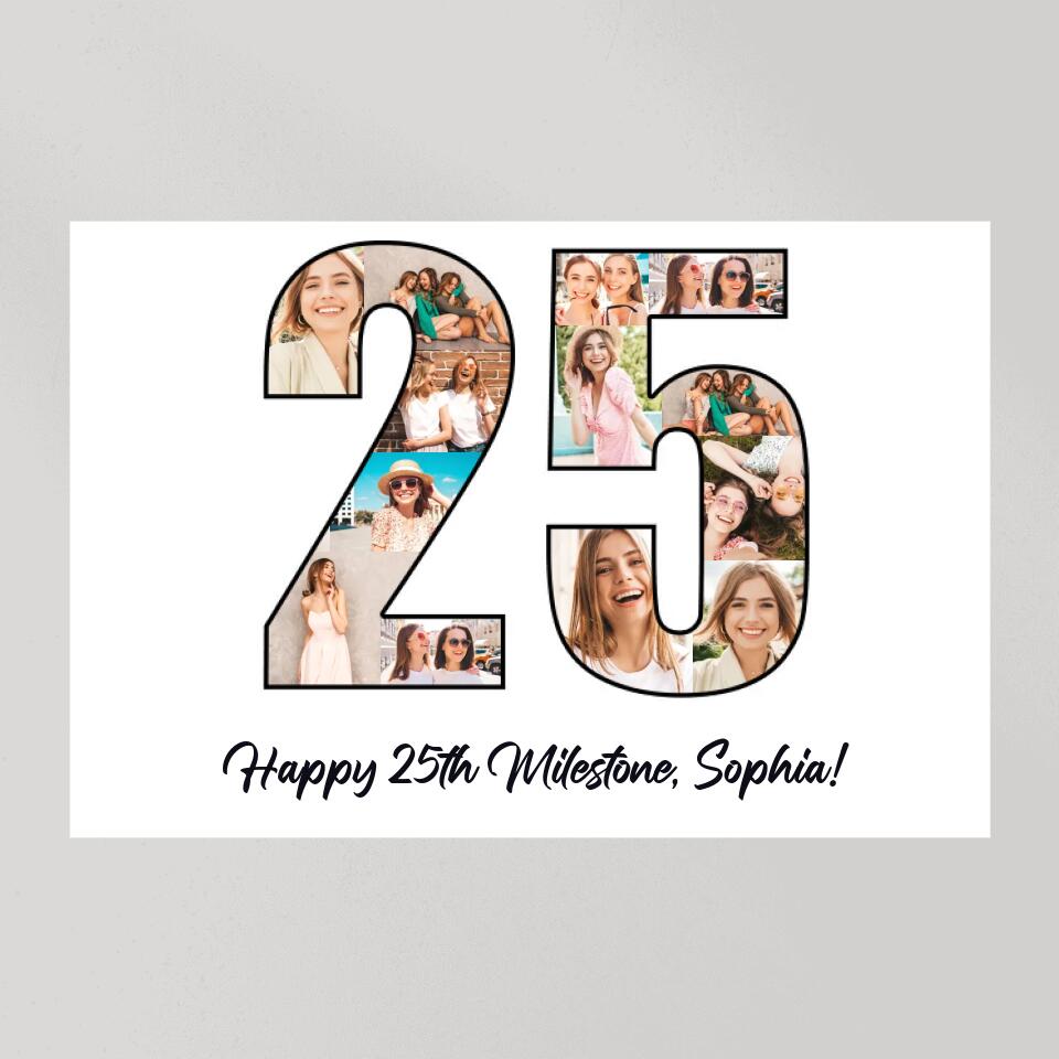 Happy 25th Birthday Milestone Custom Canvas Poster Birthday Gift For Daughter