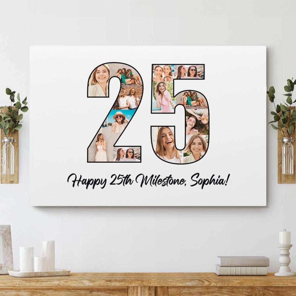 Happy 25th Birthday Milestone Custom Canvas Poster Birthday Gift For Daughter