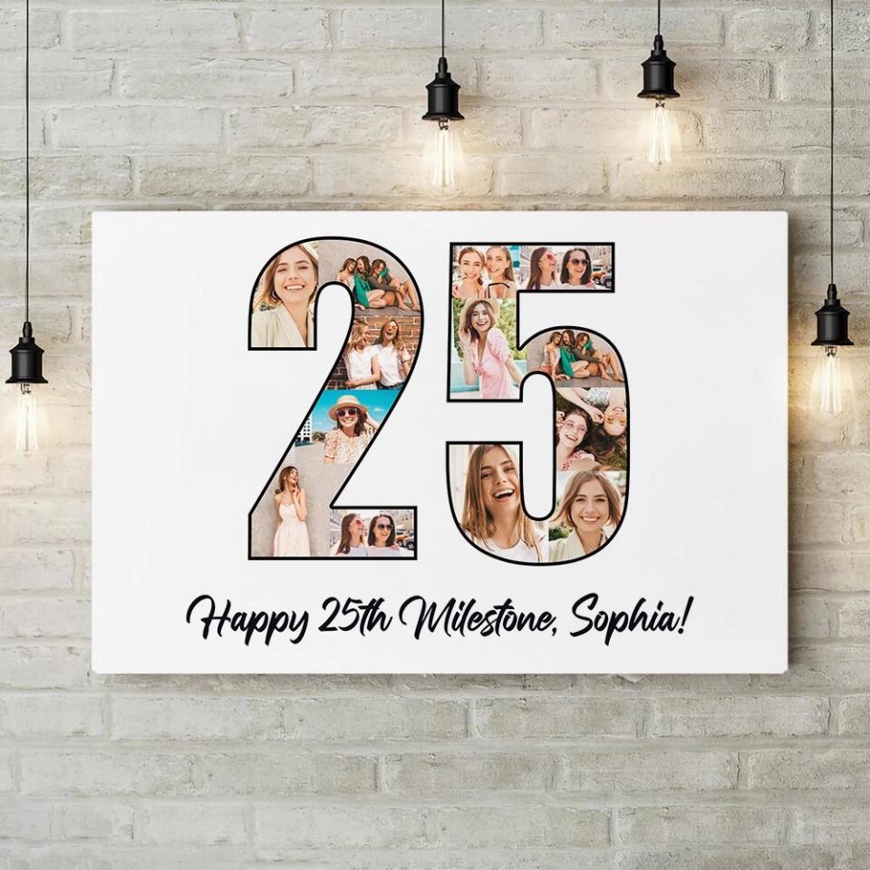Happy 25th Birthday Milestone Custom Canvas Poster Birthday Gift For Daughter