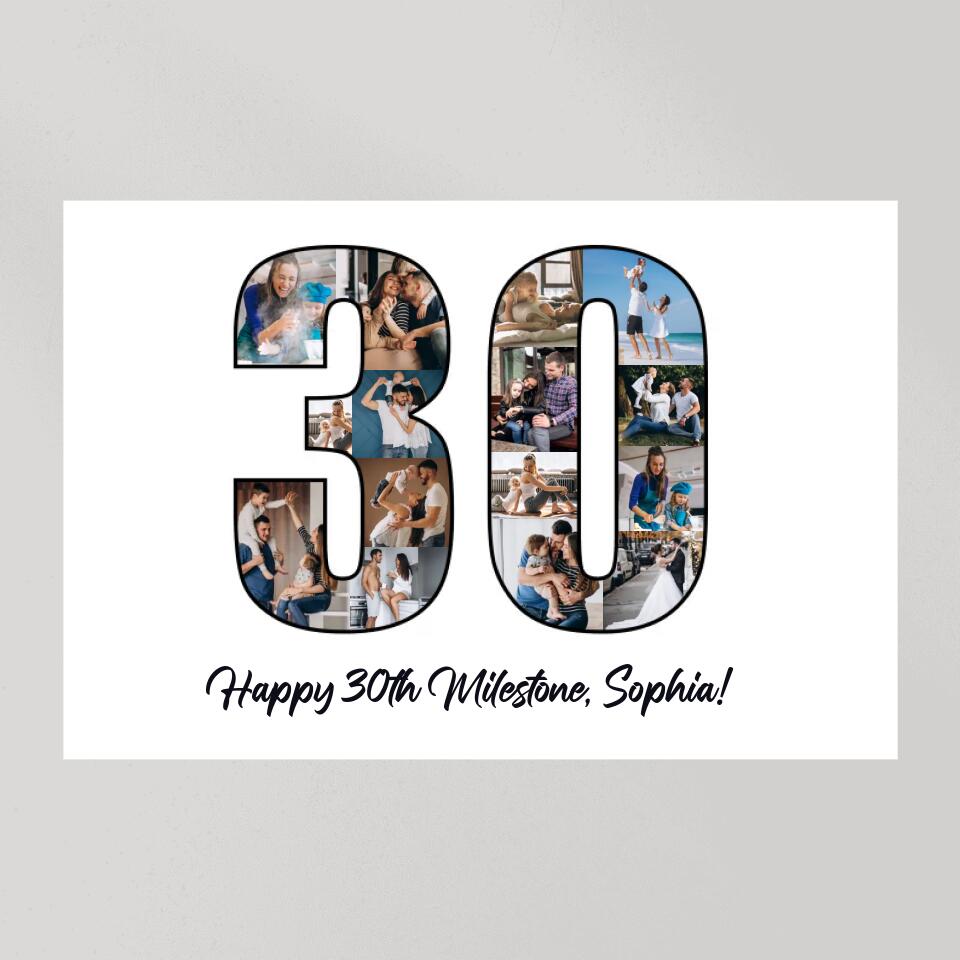 Happy 30th Birthday Milestone Custom Canvas Poster Birthday Gift For Wife