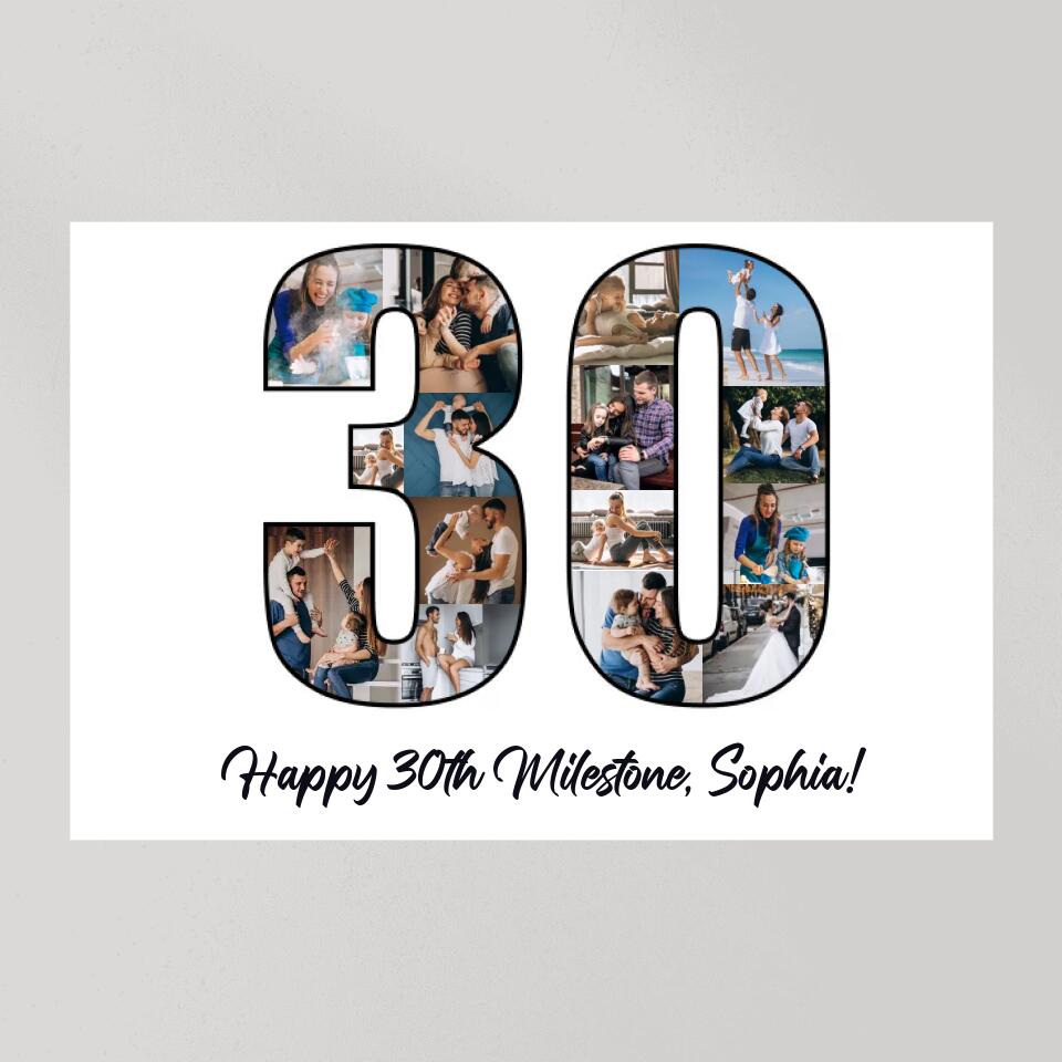 Happy 30th Birthday Milestone Custom Canvas Poster Birthday Gift For Wife