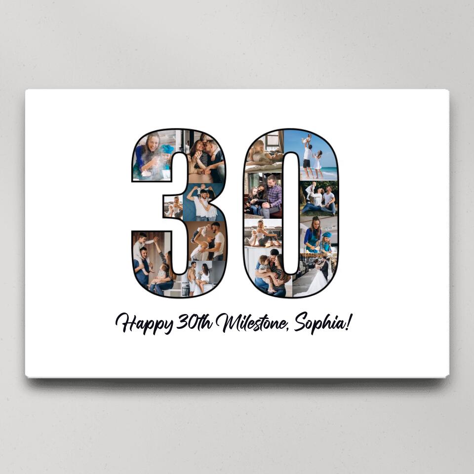Happy 30th Birthday Milestone Custom Canvas Poster Birthday Gift For Wife