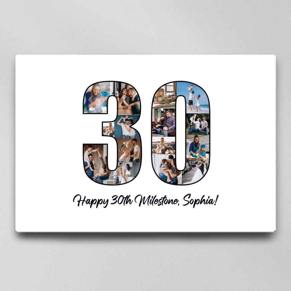 Happy 30th Birthday Milestone Custom Canvas Poster Birthday Gift For Wife
