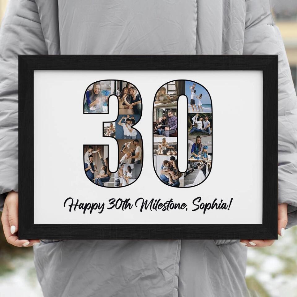 Happy 30th Birthday Milestone Custom Canvas Poster Birthday Gift For Wife