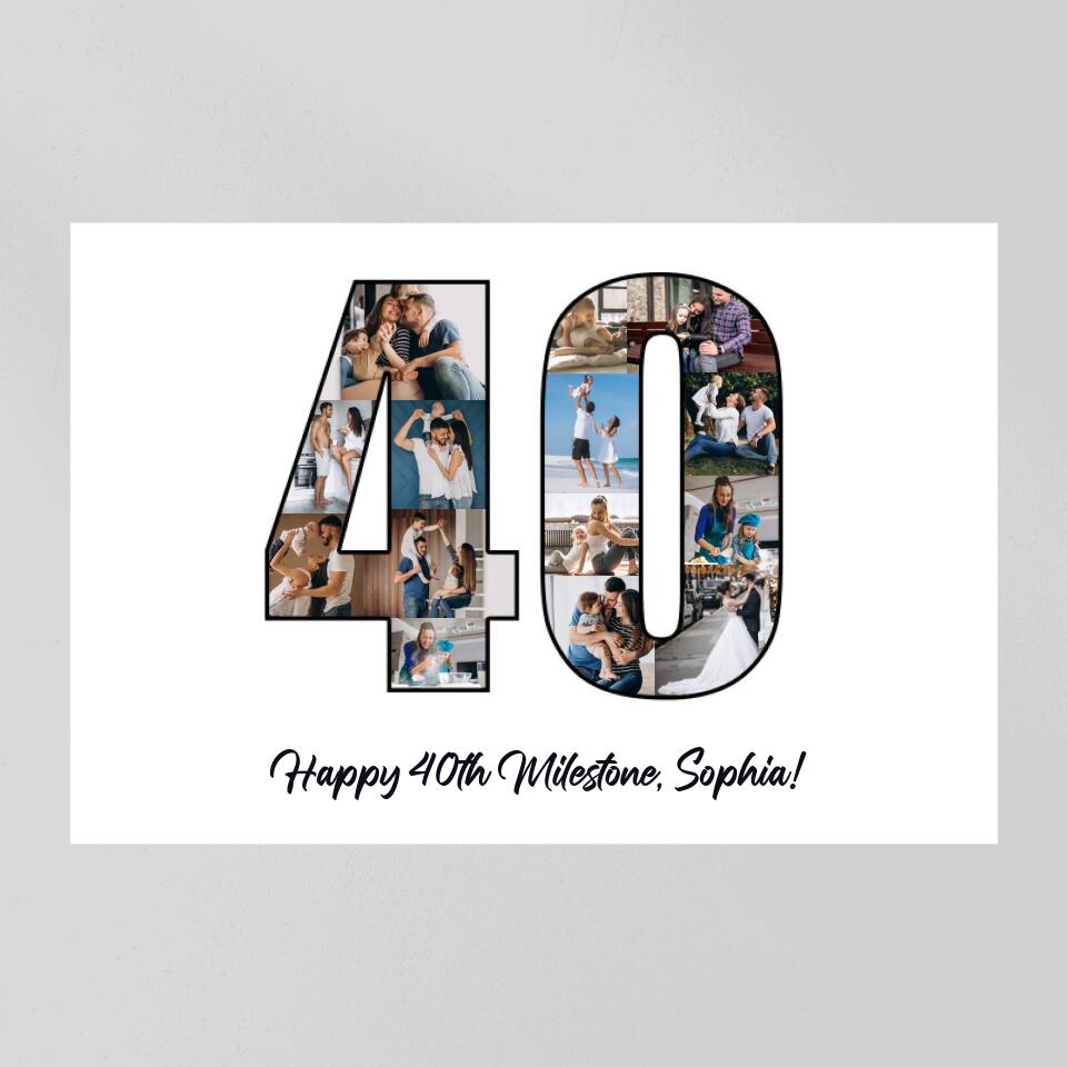 Happy 40th Birthday Milestone Custom Canvas Poster Birthday Gift For Wife
