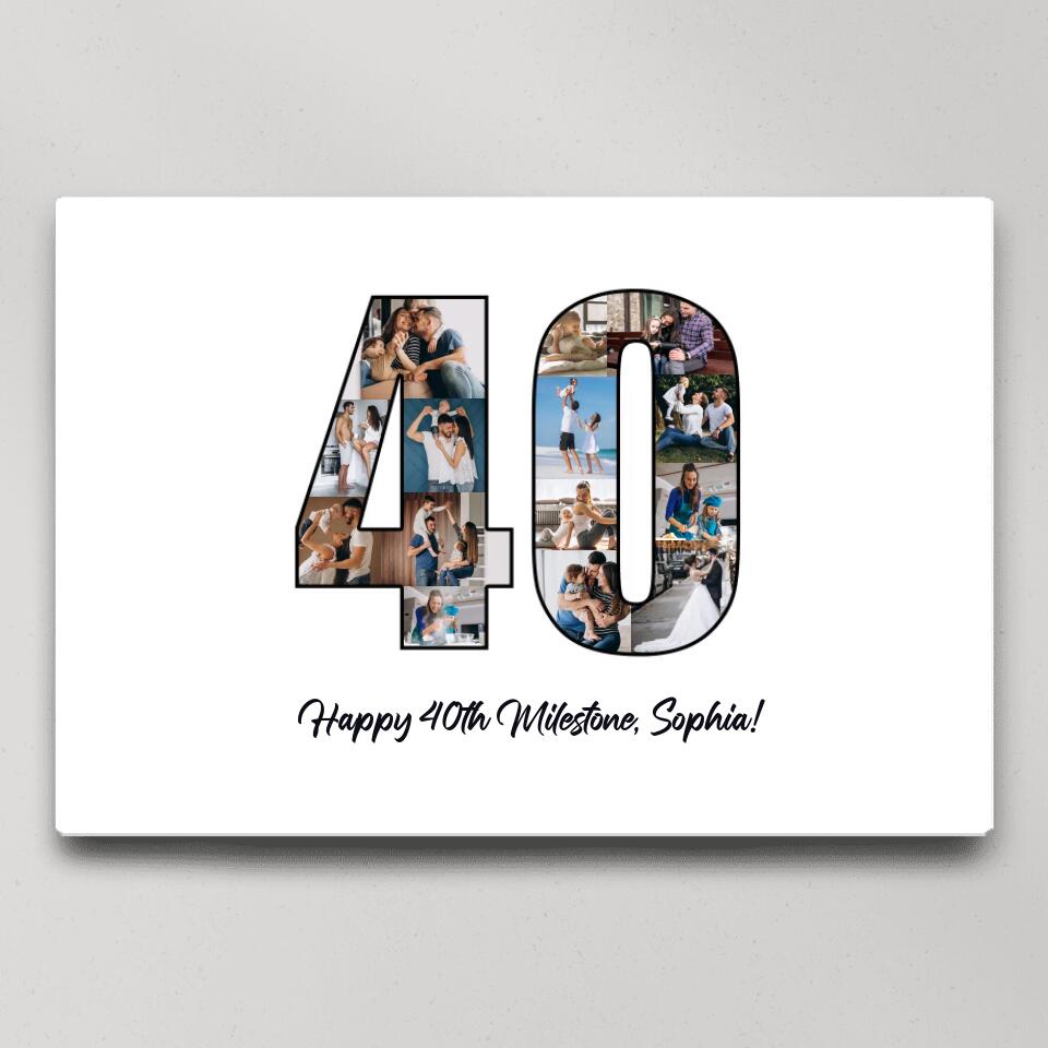 Happy 40th Birthday Milestone Custom Canvas Poster Birthday Gift For Wife