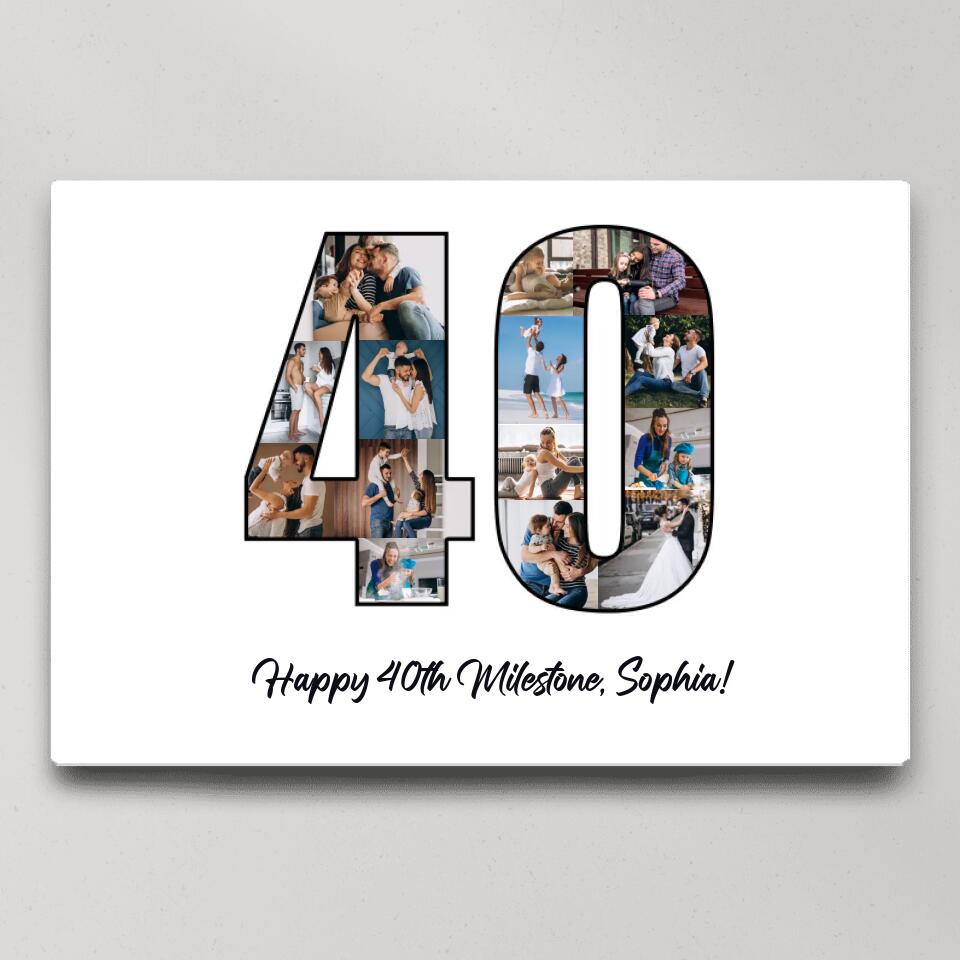 Happy 40th Birthday Milestone Custom Canvas Poster Birthday Gift For Wife