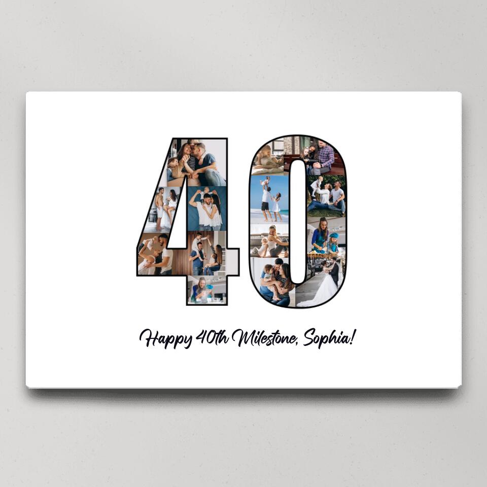 Happy 40th Birthday Milestone Custom Canvas Poster Birthday Gift For Wife