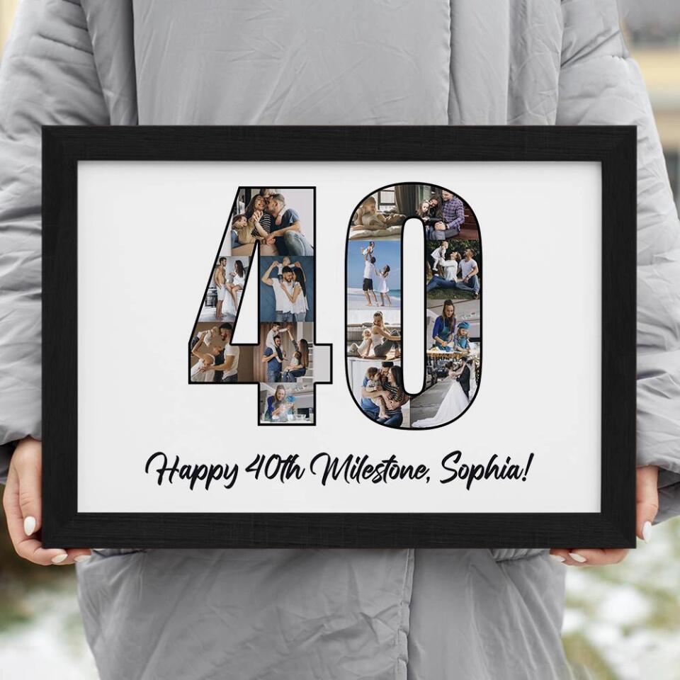 Happy 40th Birthday Milestone Custom Canvas Poster Birthday Gift For Wife