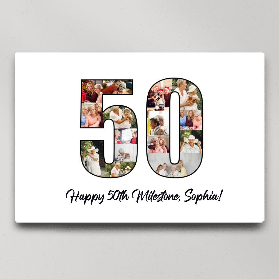 Happy 50th Birthday Milestone Custom Canvas Poster Birthday Gift For Mom