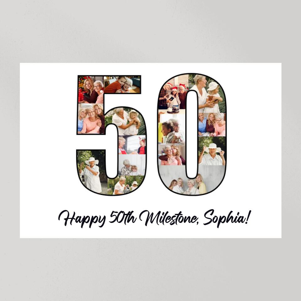 Happy 50th Birthday Milestone Custom Canvas Poster Birthday Gift For Mom