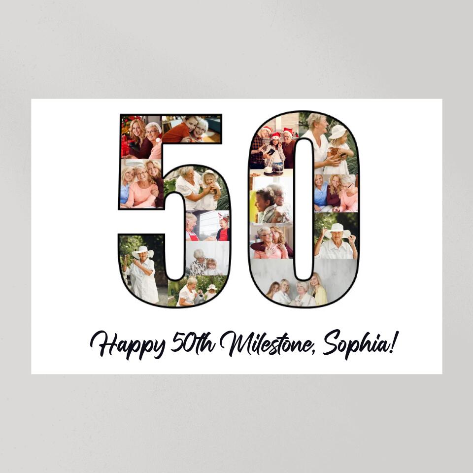 Happy 50th Birthday Milestone Custom Canvas Poster Birthday Gift For Mom