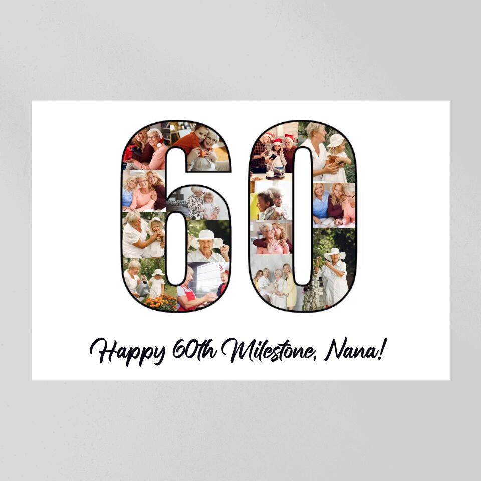 Happy 60th Birthday Milestone Custom Canvas Poster Birthday Gift For Mom For Grandma